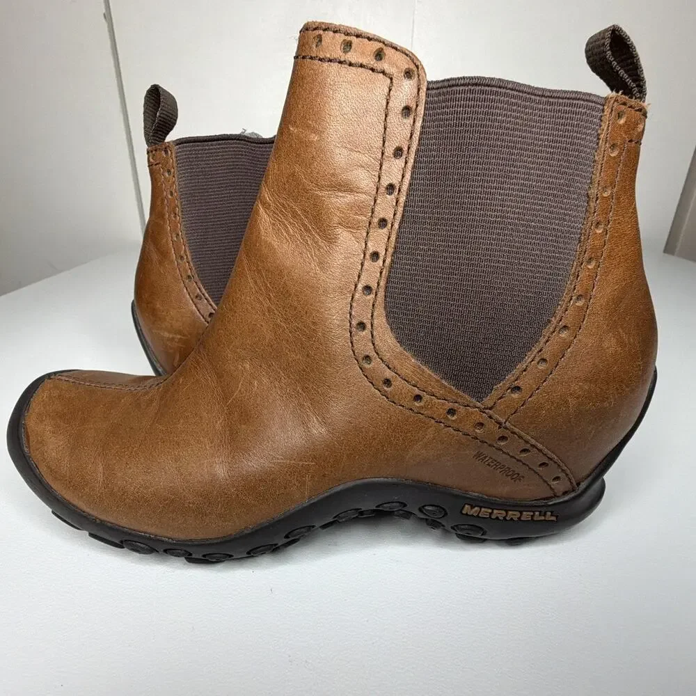 Merrell Plaza Mid Saddle Leather Chelsea Waterproof Performance Ankle Size 5.5
